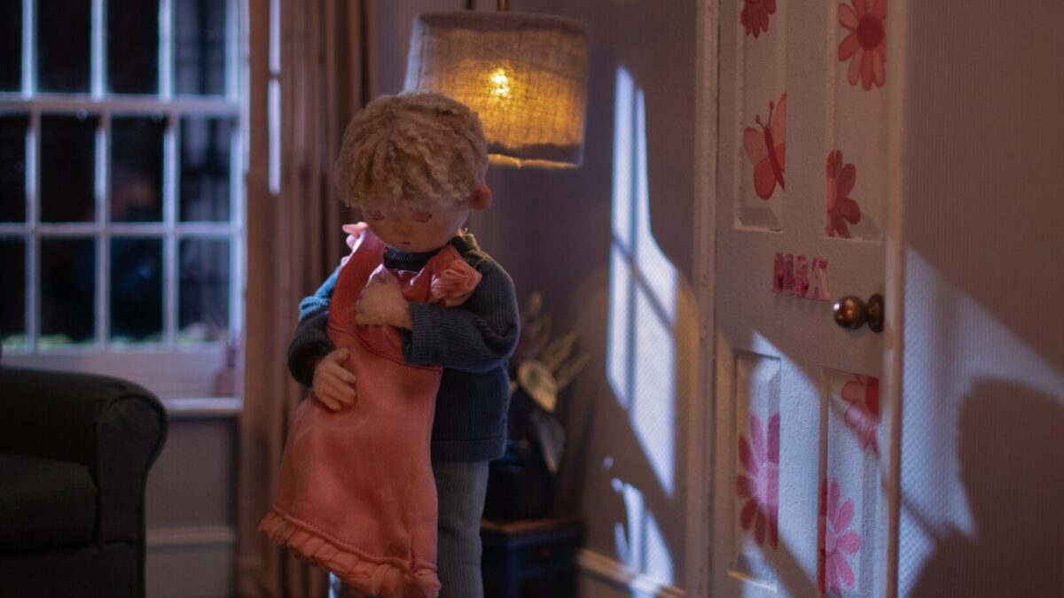 animowany chłopiec w fartuszku