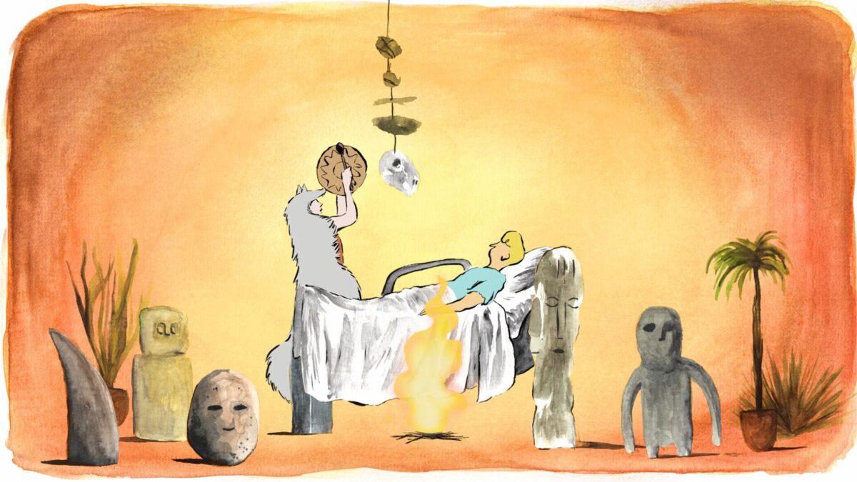 rysunek chłopca na sali operacyjnej