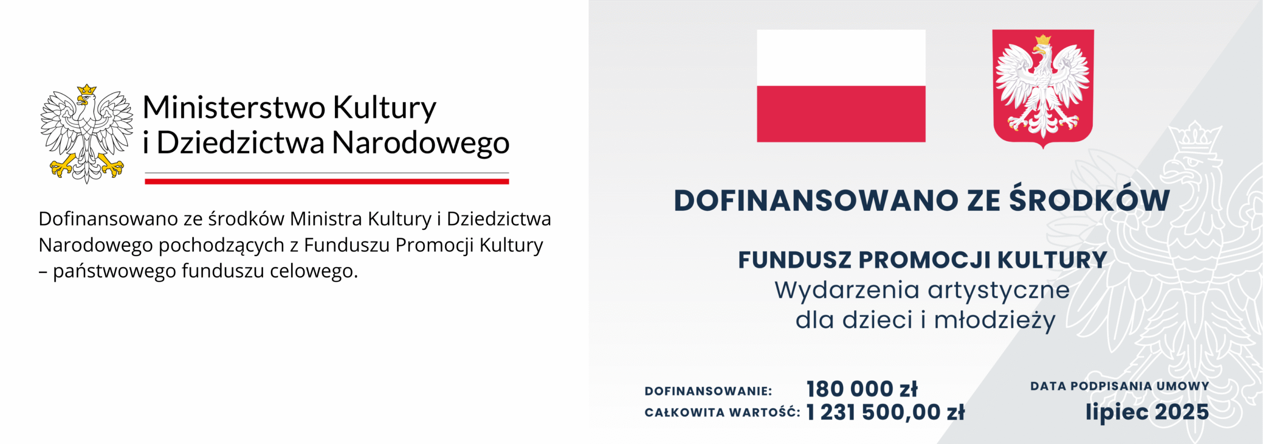 Informacja o dofinansowaniu projektu z funduszu Promocja Kultury Ministerstwa Kultury i Dziedzictwa Narodowego
