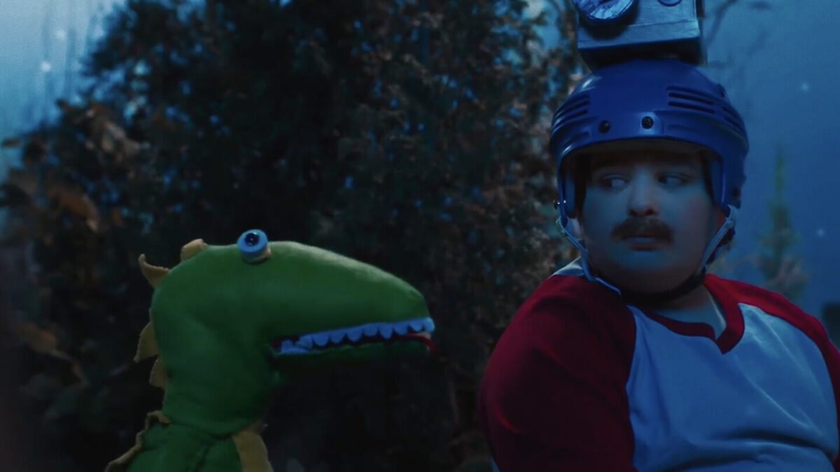 animowany chłopiec z animowanym smokiem