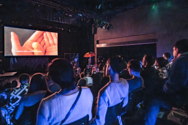 widownia siedzi na sali i ogląda film na kinowym ekranie