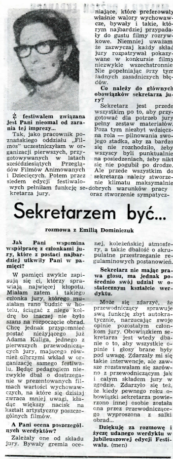 artykuł z archiwalnej gazety zredagowany przez Emilię Dominiczak
